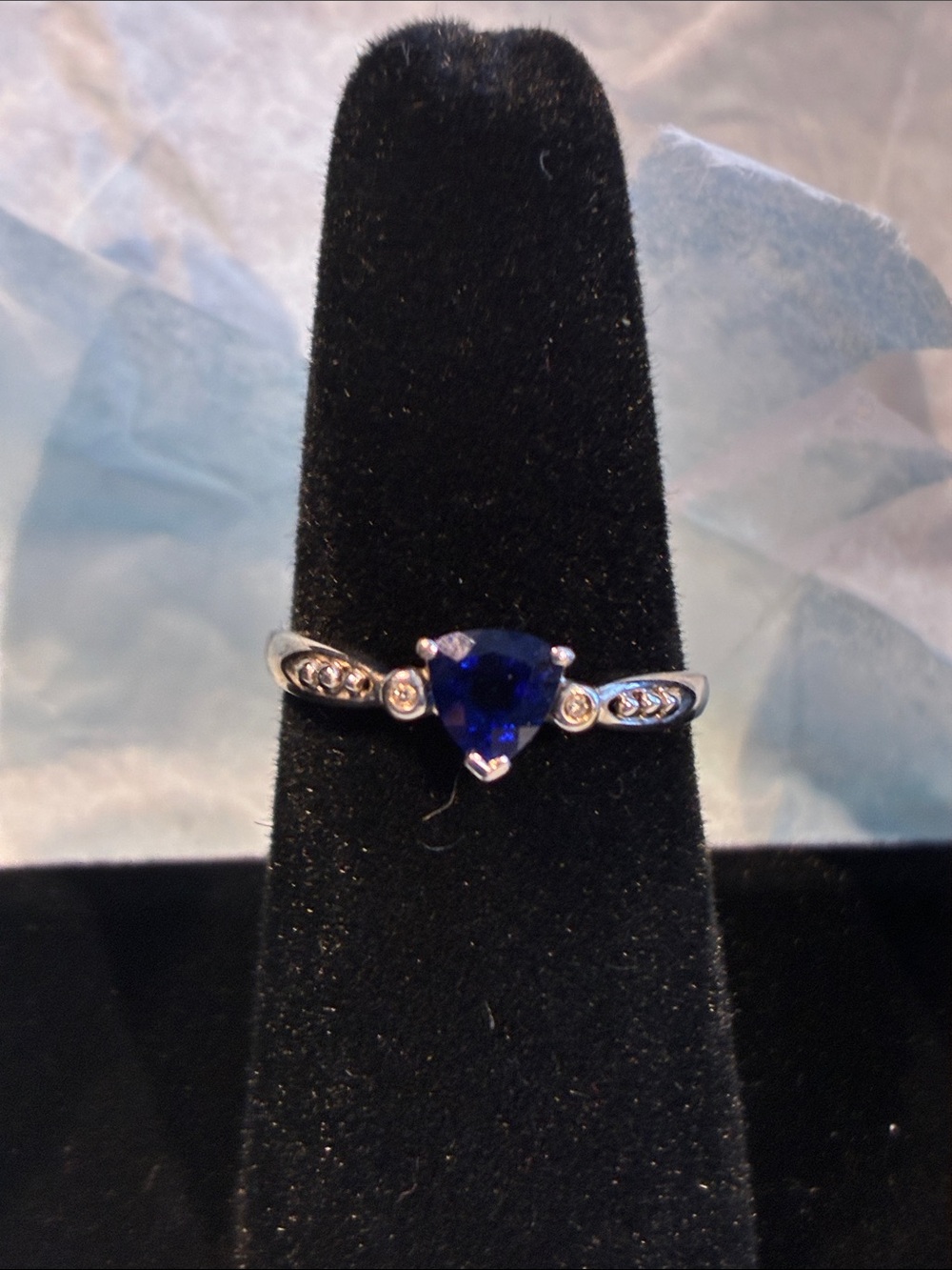 Blue Heart-Cut Solitaire Ring in 10K White Gold